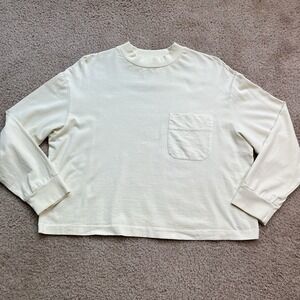 For Days Cream Crew Neck Organic Cotton Long Sleeves T-Shirt w Pocket Size S